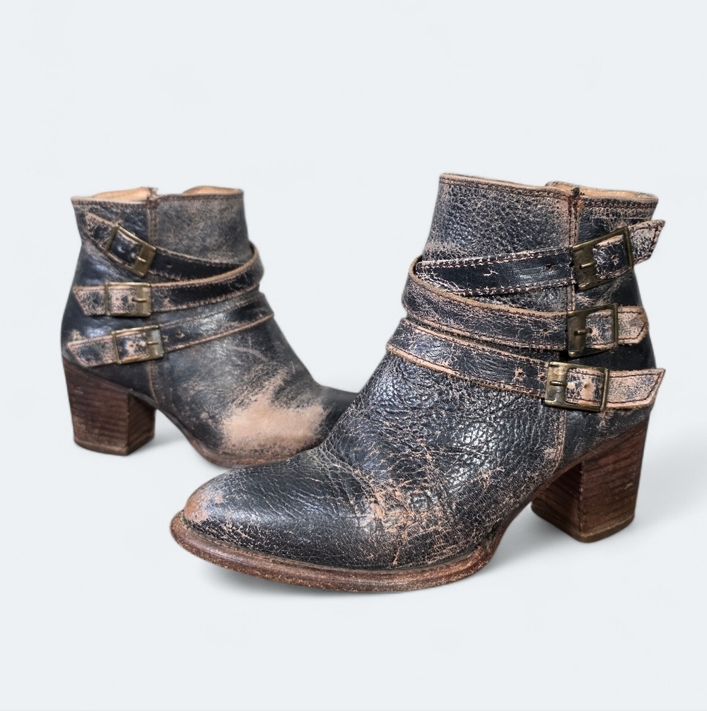 Bed Stu Cobbler Series Women's Ankle Boots Size 6.5 Distressed Leather Boho